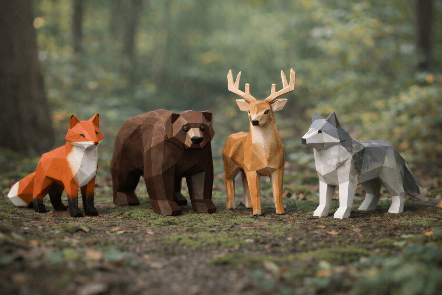 Forest Animals — Low-Poly Set of 4